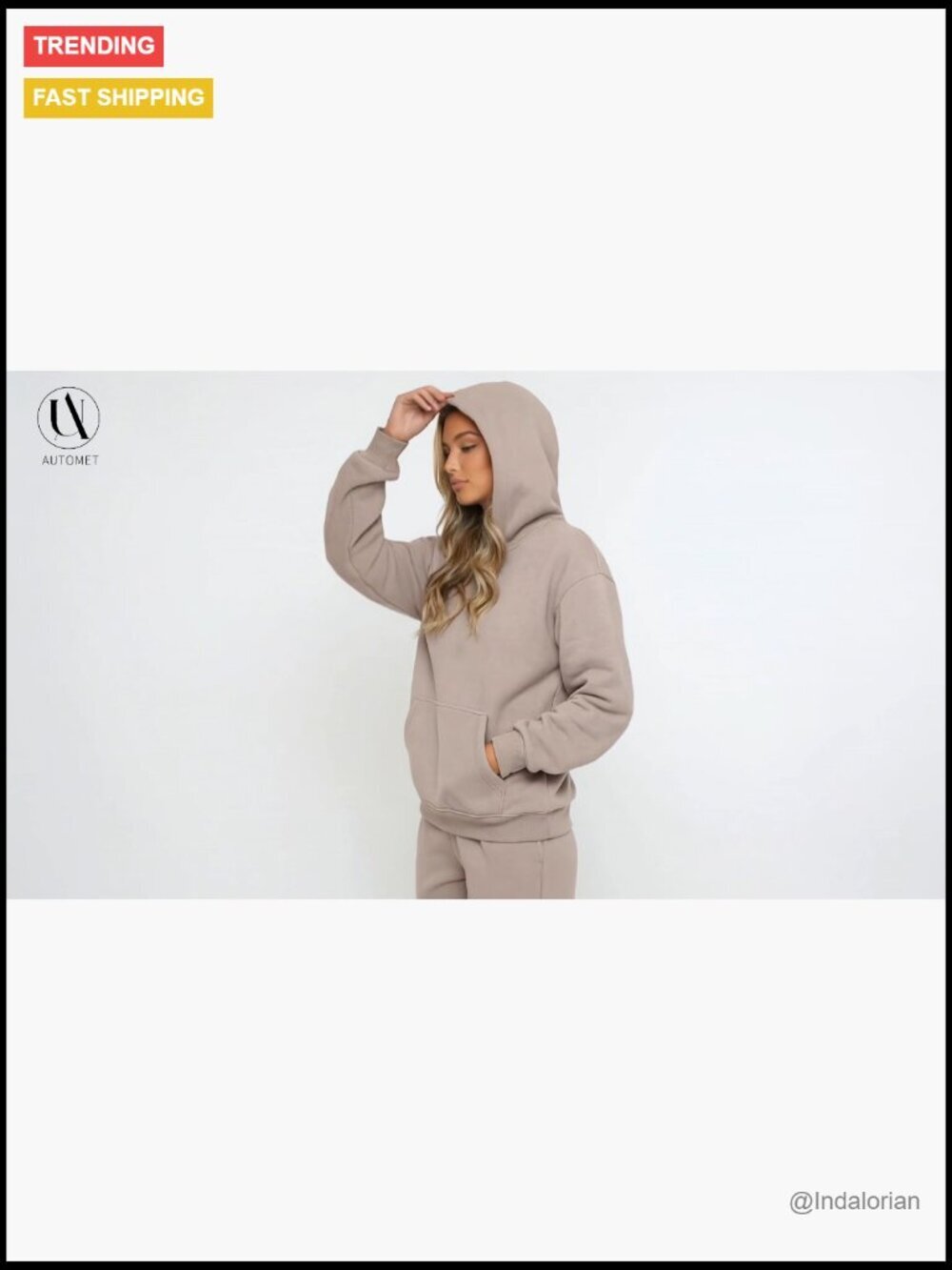 Oversized Hoodie Sweatsuit Set 50% Polyester 50% Cotton Loungewear - Picture 7 of 7